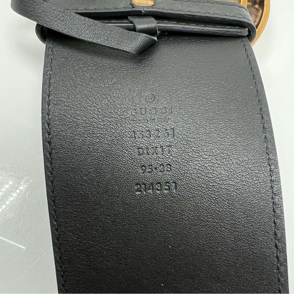 Gucci GG Faux Pearl Accent Black Wide Belt Size 95 - 38 - Picture 5 of 8